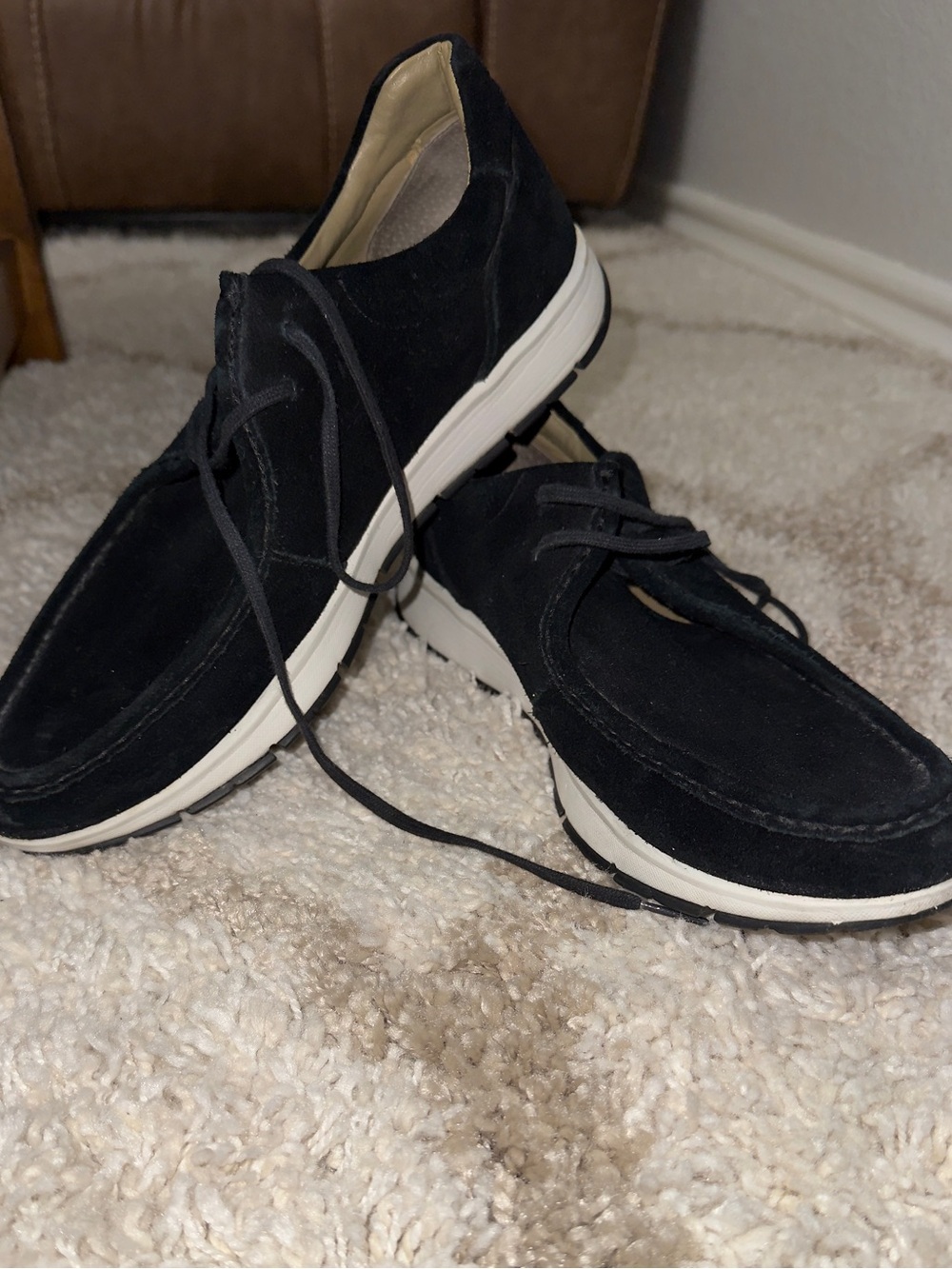 Calvin Klein Kingsley Black Suede Moc Toe Casual Oxford Shoes Mens 10.5